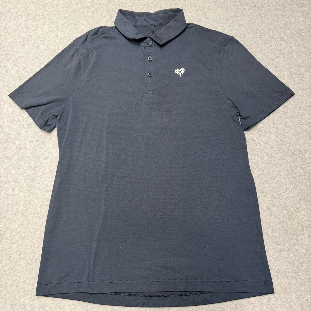Lululemon Polo Shirt Mens L Blue Solid Golf Performance Stretch Logo Casual Top